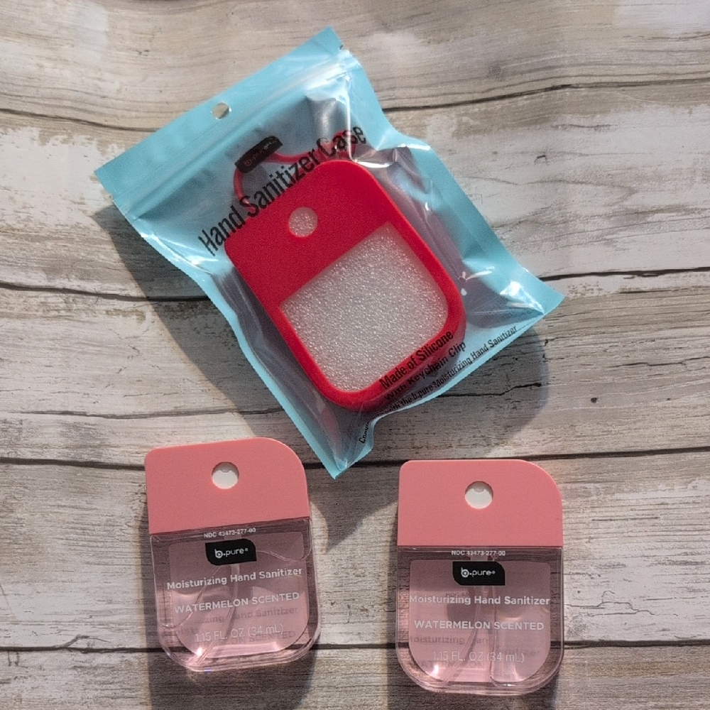 Pink Hand Sanitizer Holder Set
